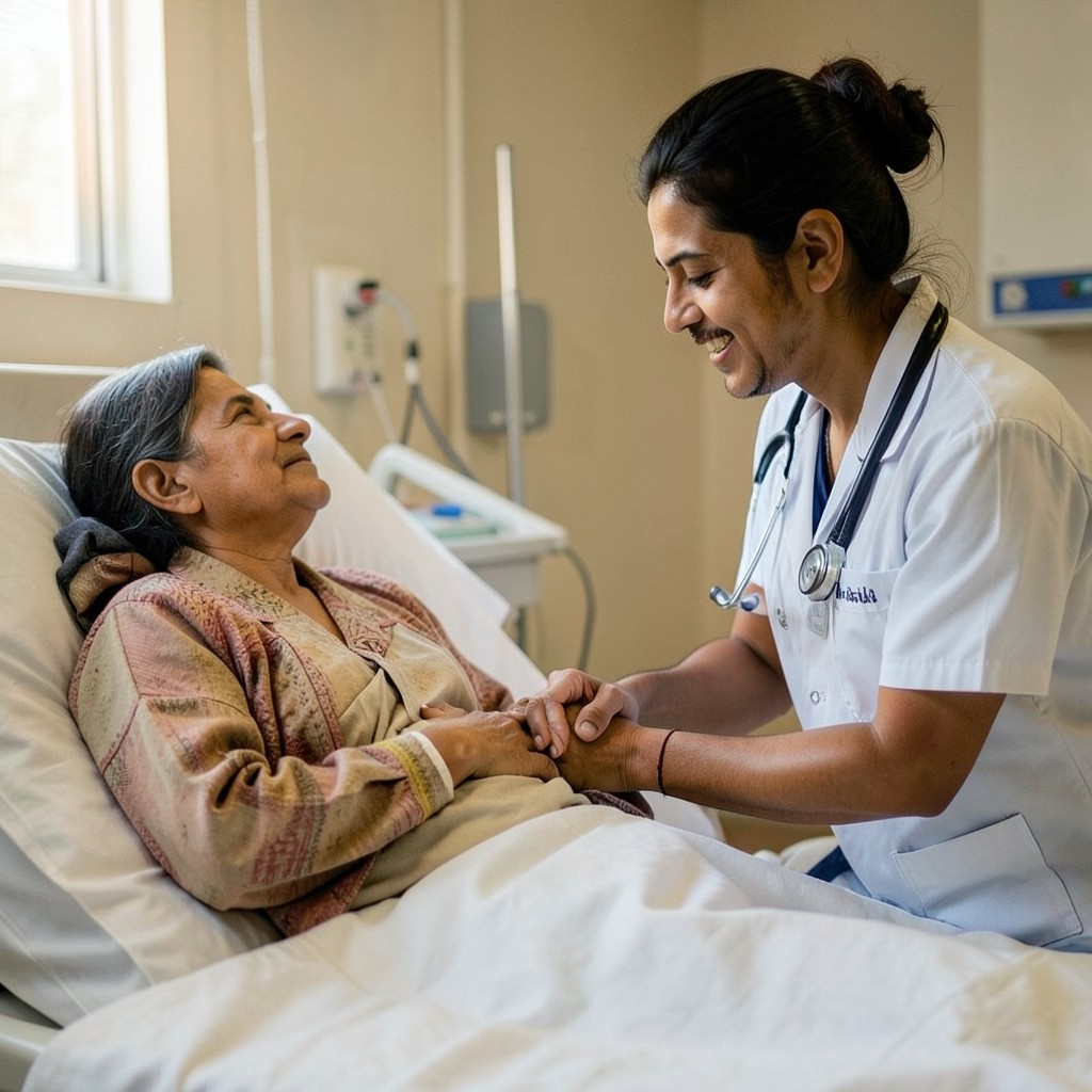 Healthcare coordinator supporting an international patient